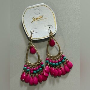 NWT Superstar Gold and Pink Chandelier Earrings
